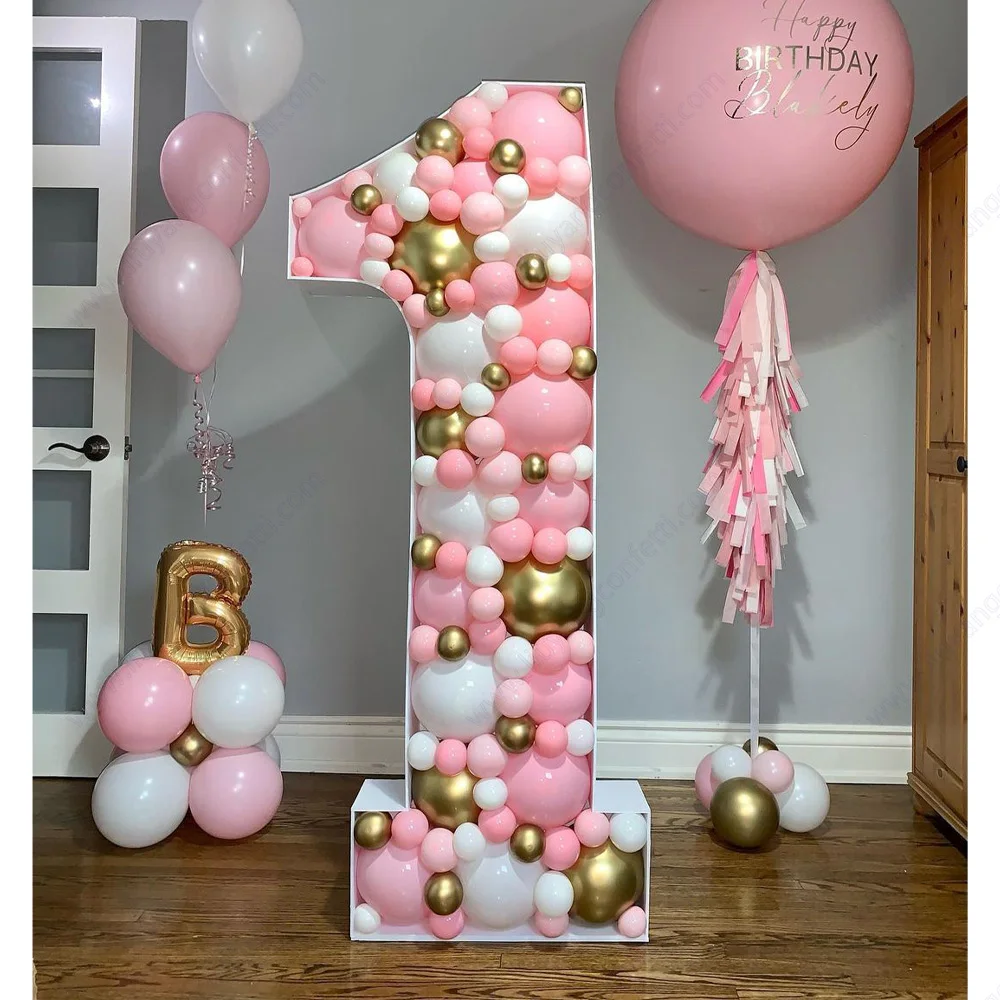 

0-9 73/93cm Giant Figure 1st 2nd 3rd Balloon Filling Box Frame 16 18 21 Birthday Number 30 40 50 Anniversary Decor Mosaic Arch