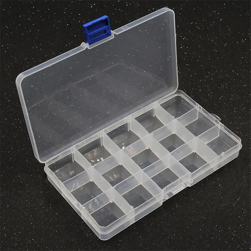 5PCS Clear Plastic Jewelry Organizer Box with Snap Lid 15/24 Grid DIY Accessories Storage Case for Crafts Display Holder