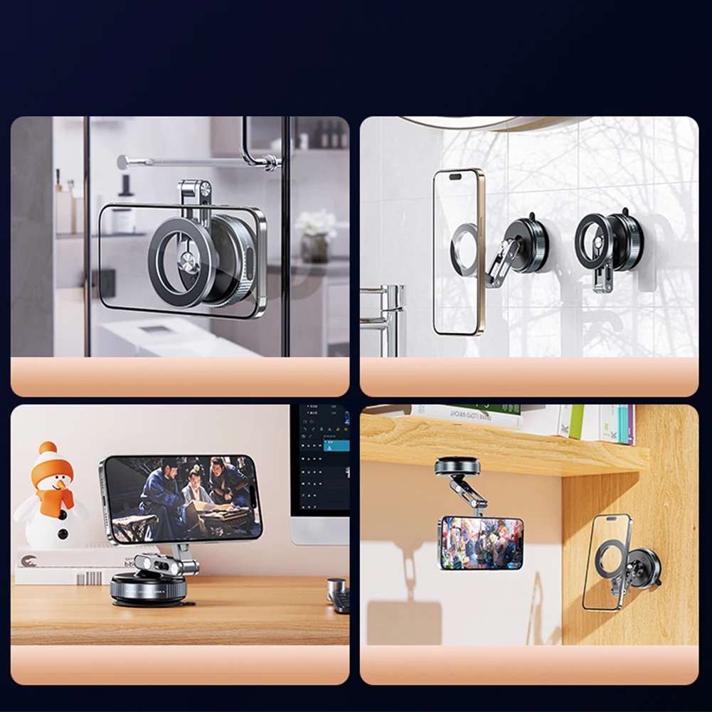 자석식 차량용 핸드폰 거치대 360도 회전 진공 흡착식 핸드폰 스탠드 아이폰 16/15/14/13/12 플러스/프로/맥스/미니용