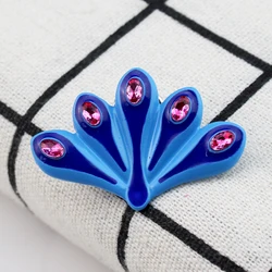 Cute Blue Peacock Ail Pins Cartoon Metal Badge for Women Men Lapel Brooch Jewelry