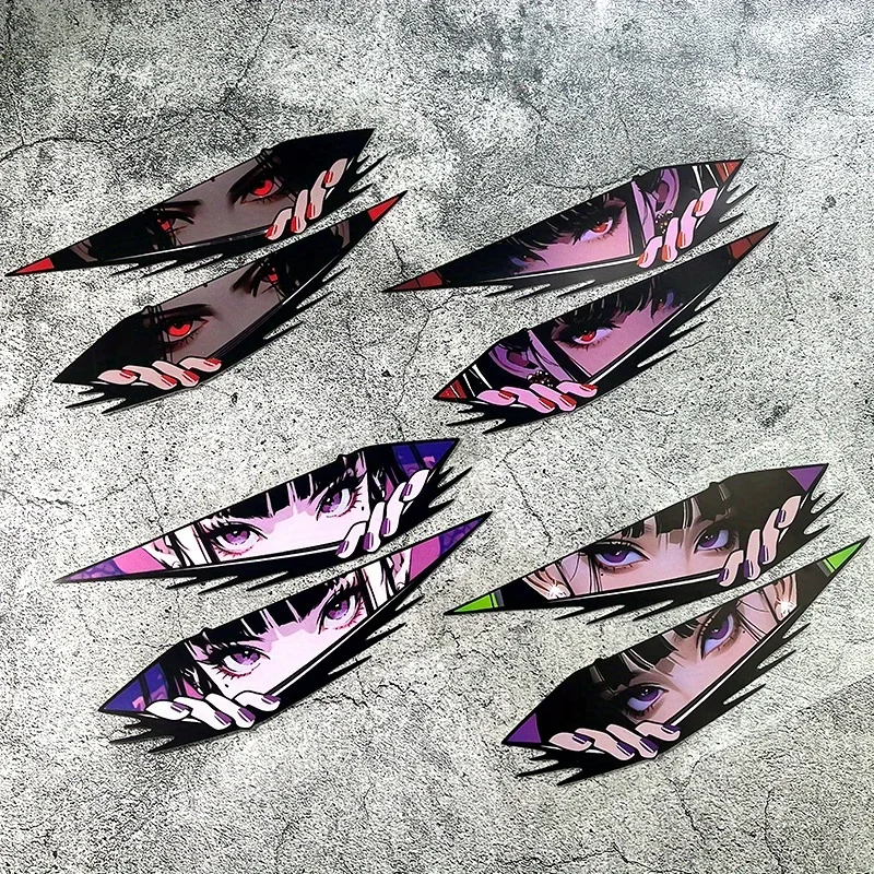 1 زوج أنيمي عيون JDM ملصقات السيارات مقاوم للماء موتو الجبهة هدية لوحات جانبية خزان الوقود سكوتر كهربائي نافذة السيارات شارات الفينيل #4