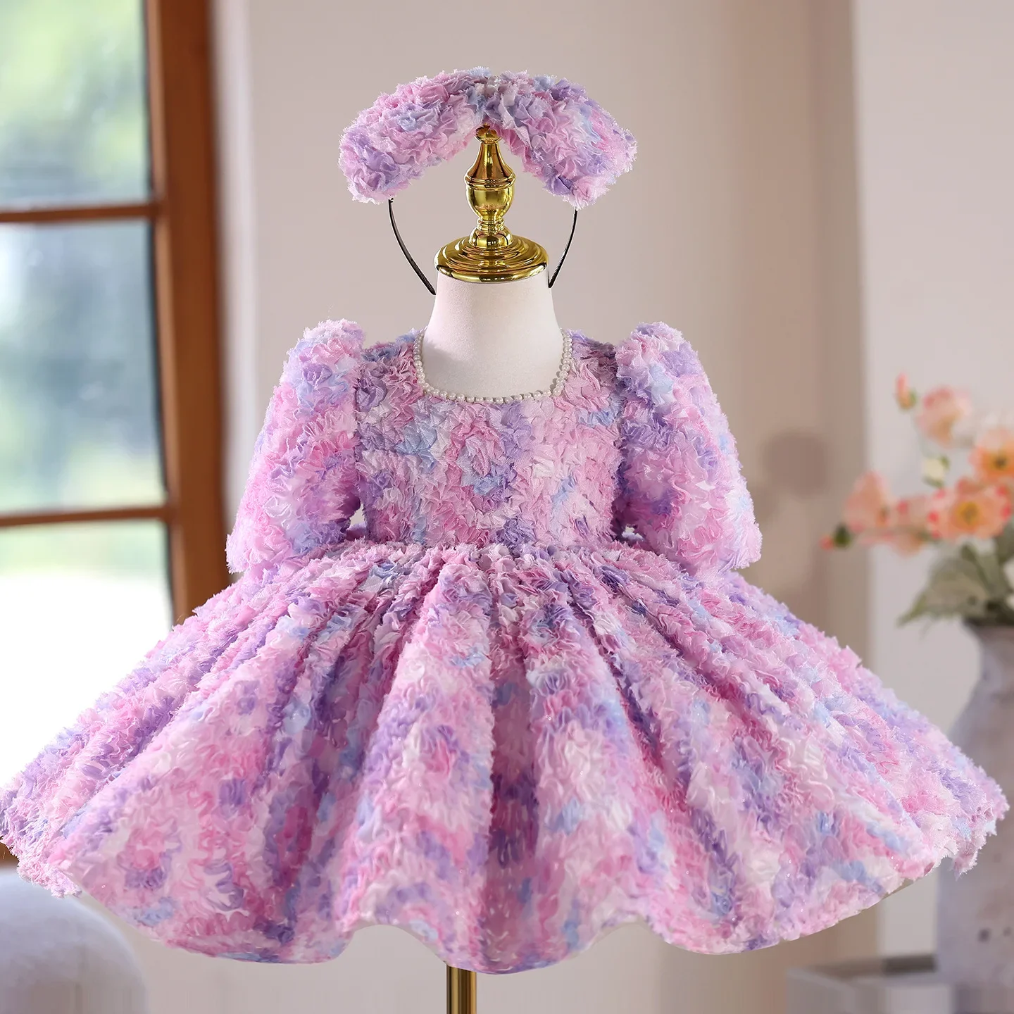 Kids Girl Beading Boutique Princess Dress Birthday Party Prom Ball Performance Elegant Fancy Dresses For Children Girl 1-12Y