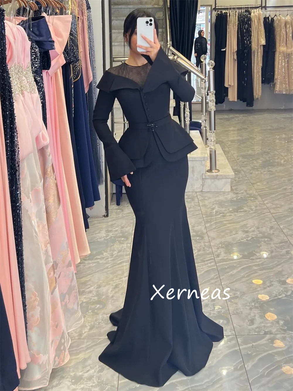 Customized Fashion Jersey Pleat Sequined Sash Mermaid Jewel Long Dresses Bespoke Occasion Sizes Available