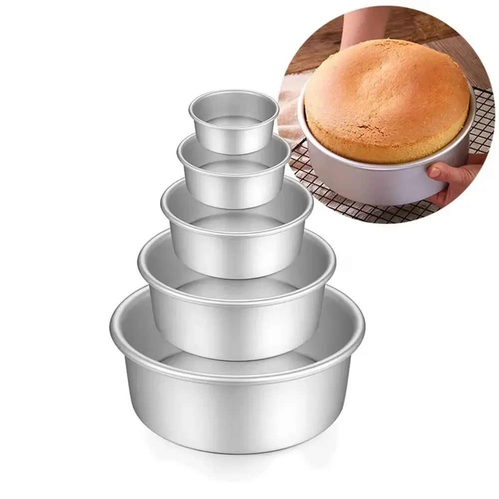 4/5/6/7/8/9/10 Inch Cake Bake Pan Round Non-Stick Cake Tin Heat-Resistant Aluminum Alloy Cake Bakeware Kitchen Dessert Baking