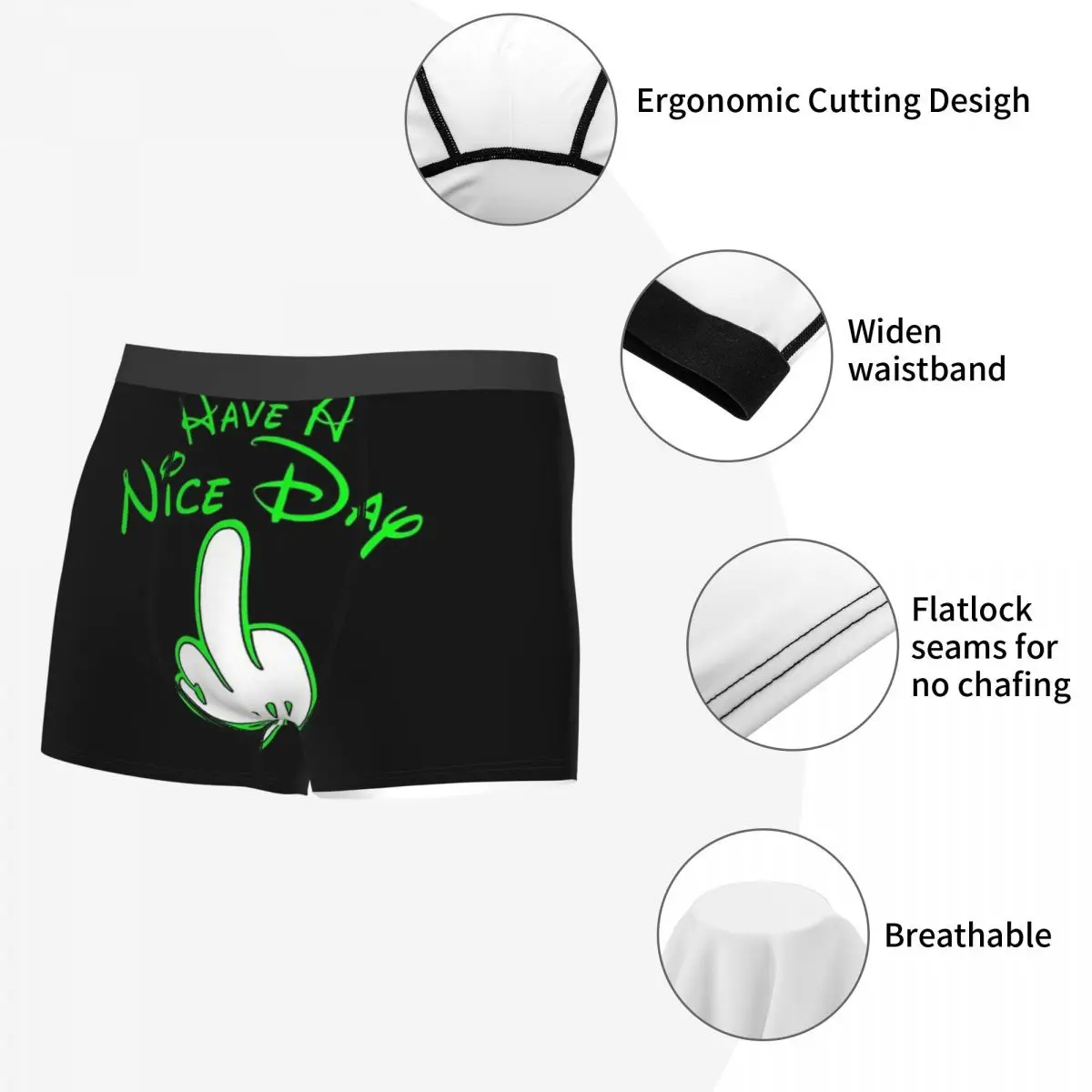 Have A Nice Day With Middle Finger 2 Design Funny Underpants Homme Panties Male Underwear Ventilate