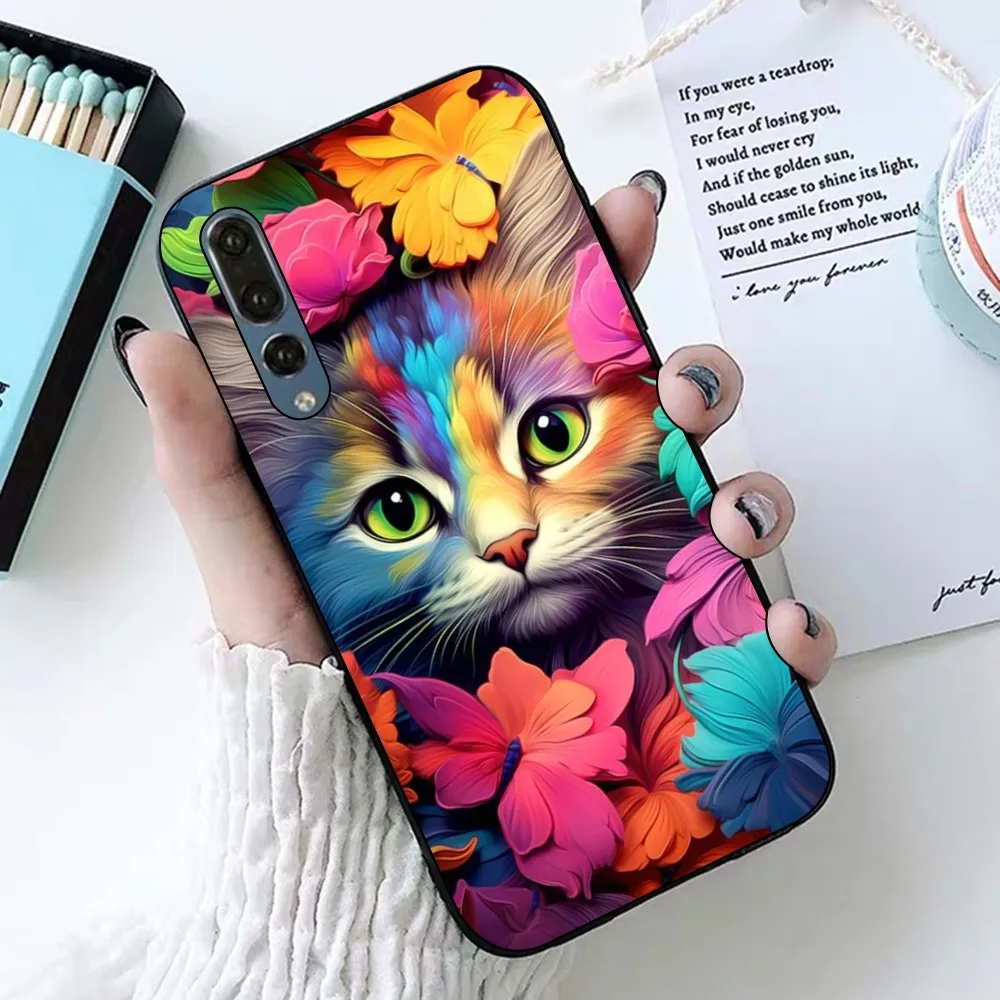 Cute Detection cat Phone Case For Huawei P 8 9 10 20 30 40 50 Pro Lite Psmart Honor 10 lite 70 Mate 20lite