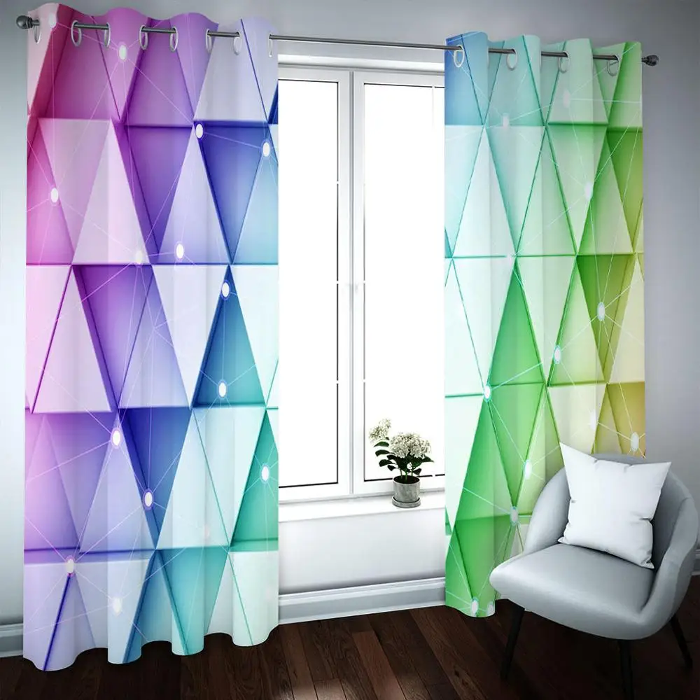 stereoscopic geometric curtains Discoloration curtainBedroom living room windproof thickening blackout 3d curtain