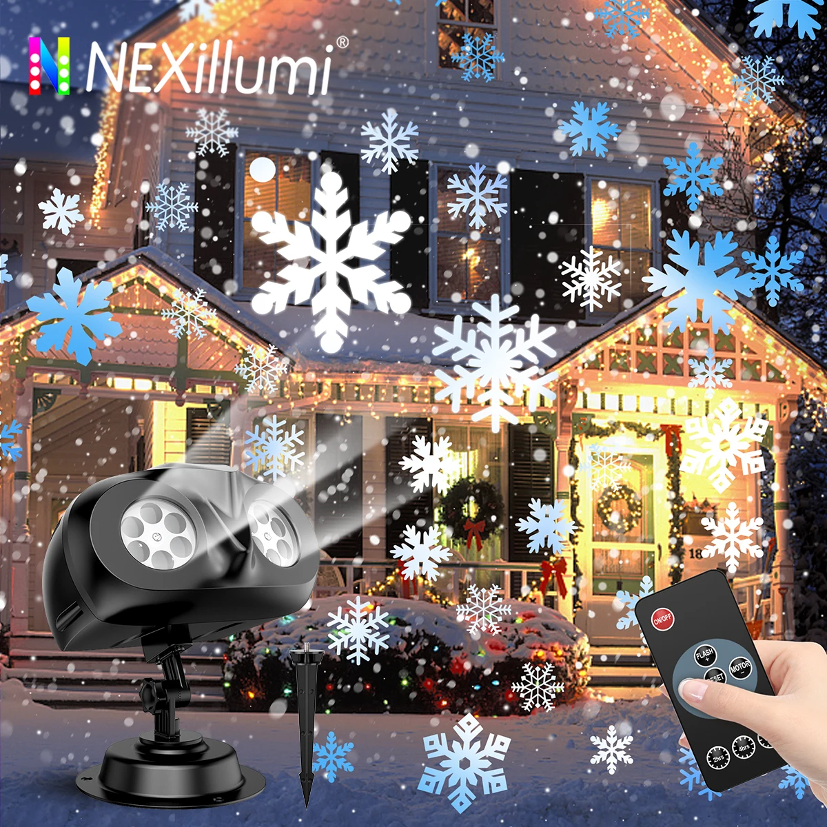 أضواء عيد الميلاد سقوط الثلوج العرض ، شكل البومة ، تسليط الضوء في الهواء الطلق ، المناظر الطبيعية الديناميكية ، أدى ندفة الثلج مصباح الإسقاط للعام الجديد