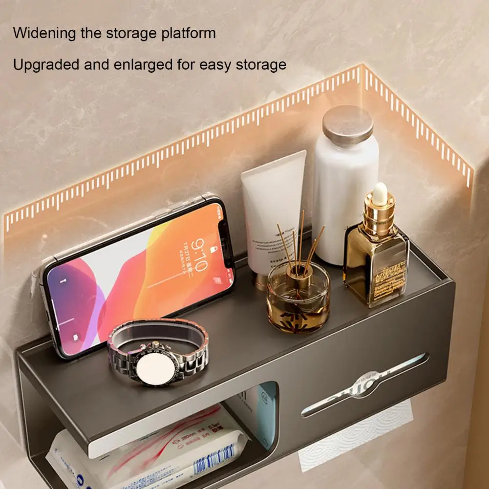 Salon Storage Solution Wall-mounted Toilet Paper Box with Storage Rack Bedroom Organizer Multifunctional Bathroom Shelf for Easy