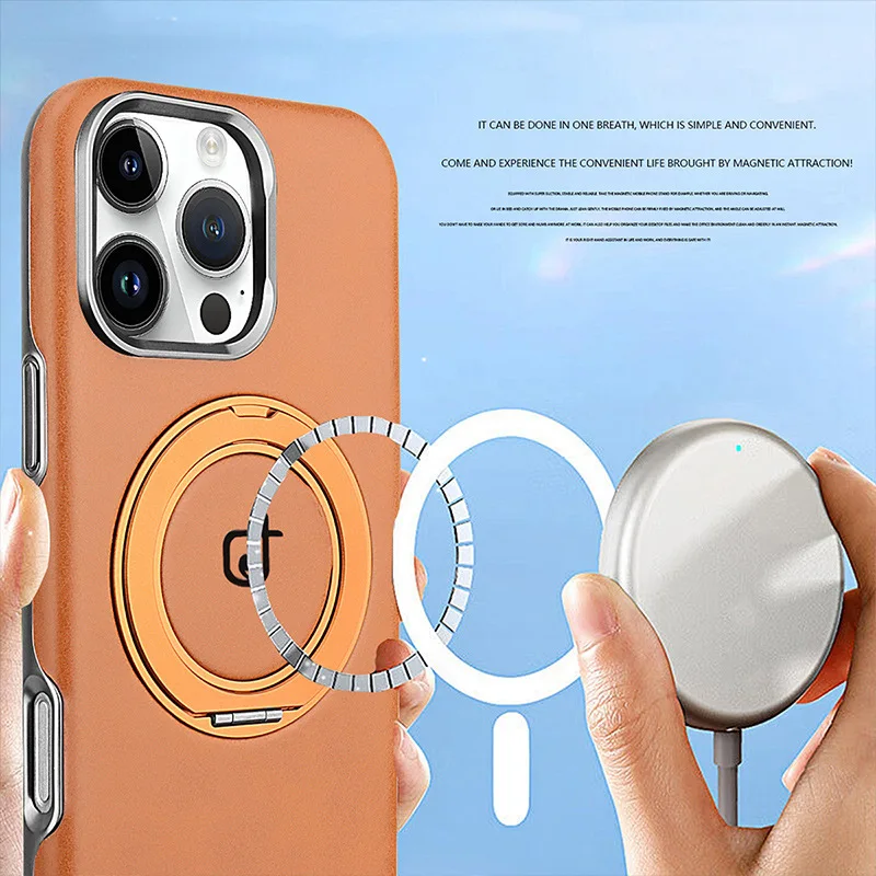 

Applicable for iPhone 17 Promax business-style phone case, iPhone 16 magnetic rotating stand all-inclusive phone case