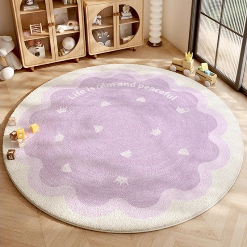 Girly Cream Style Carpets for Living Room Cute Pink Bedroom Decor Carpet Fluffy Soft Round Lounge Rug Home Thick Plush Floor Mat