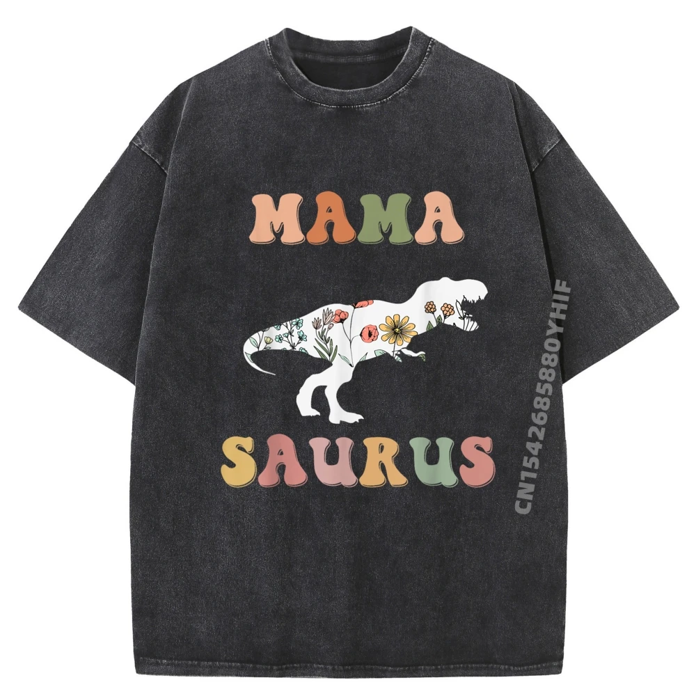 

Mamasaurus T Rex Dinosaur Mama Saurus Семейная одинаковая футболка с цветочным принтом, хлопковая удобная мужская потертая футболка большого размера