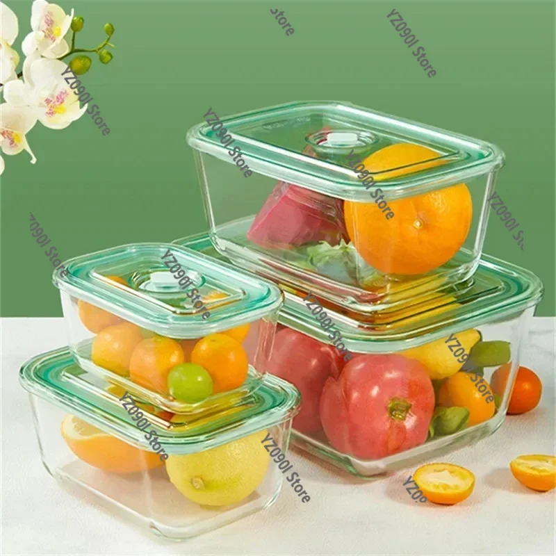 

Food Grade Glass Bowl With Lid, Large Capacity Heat Resistant Fruit Vegetable Storage Crisper