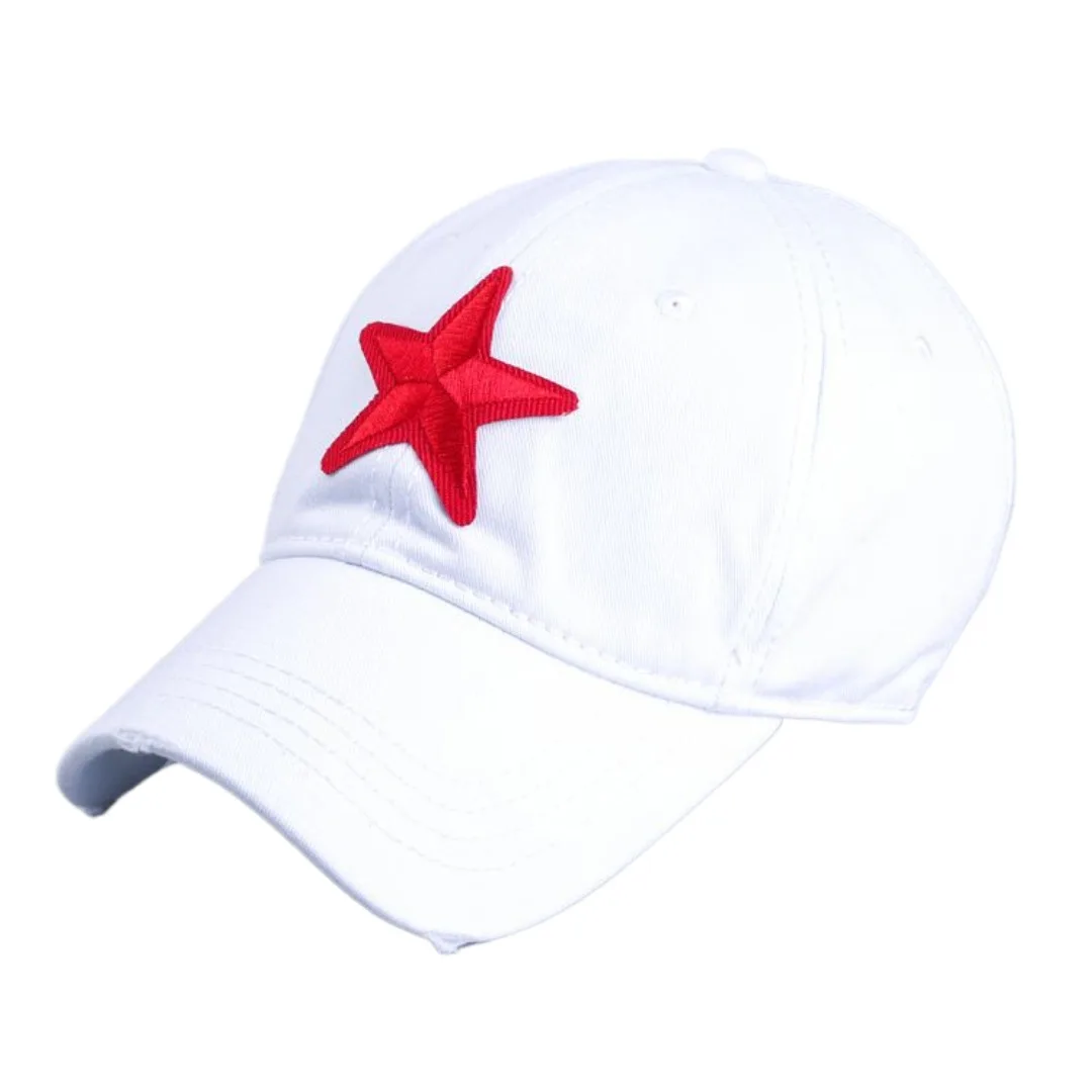 Men\'s Star Embroidery Ponytail Baseball Cap, Washed Cotton, Distressed Trucker Hat