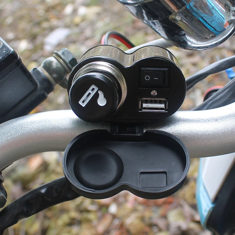 bike cigarette lighter Motorcycle Refit USB phone charger Waterproof Moto Motorbike Cigarette  lighter socket 12V With Switch