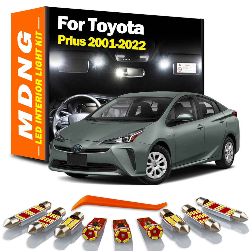 MDNG LED Interior Number Plate Light Kit Signal Lamp For Toyota Prius 2001- 2017 2018 2019 2020 2021 2022 Dome Map Trunk Bulbs