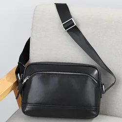 Bolso cruzado de cuero para hombre, bolsa de hombro de piel de vaca con capa superior, monederos y bolsos de moda con personalidad