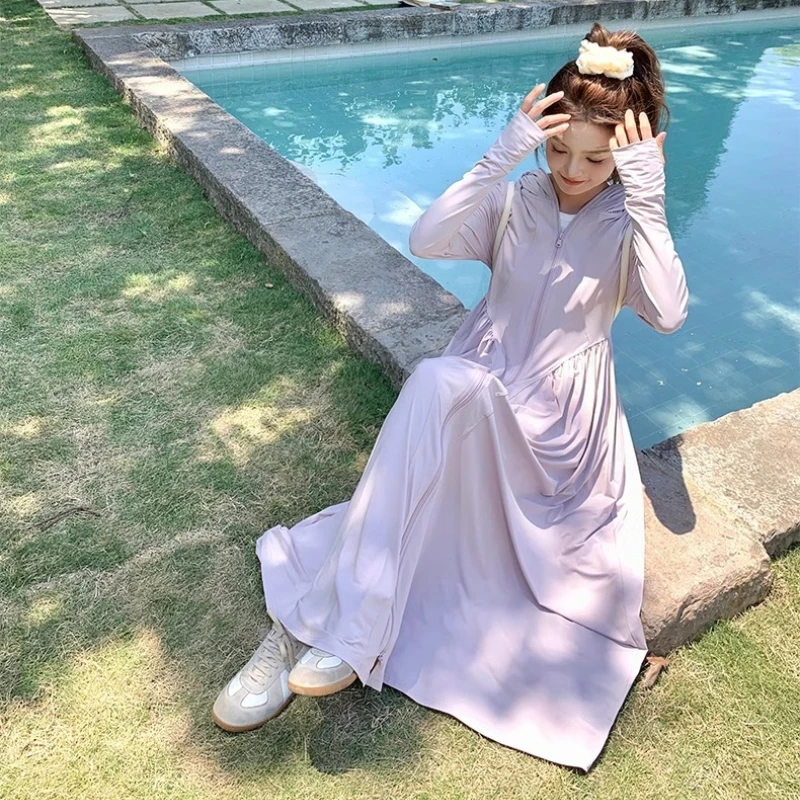 Roupas de proteção solar para mulheres no verão, leves e respiráveis, com cintura extra longa e silhueta esguia. Saia Protetora Solar