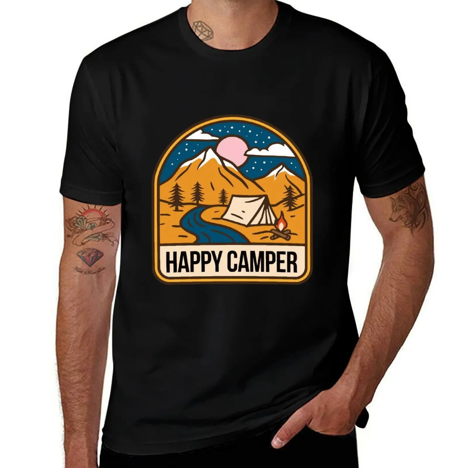 

Happy campers T-Shirt t shirts for man cotton funny cotton tshirt 100% T-Shirt