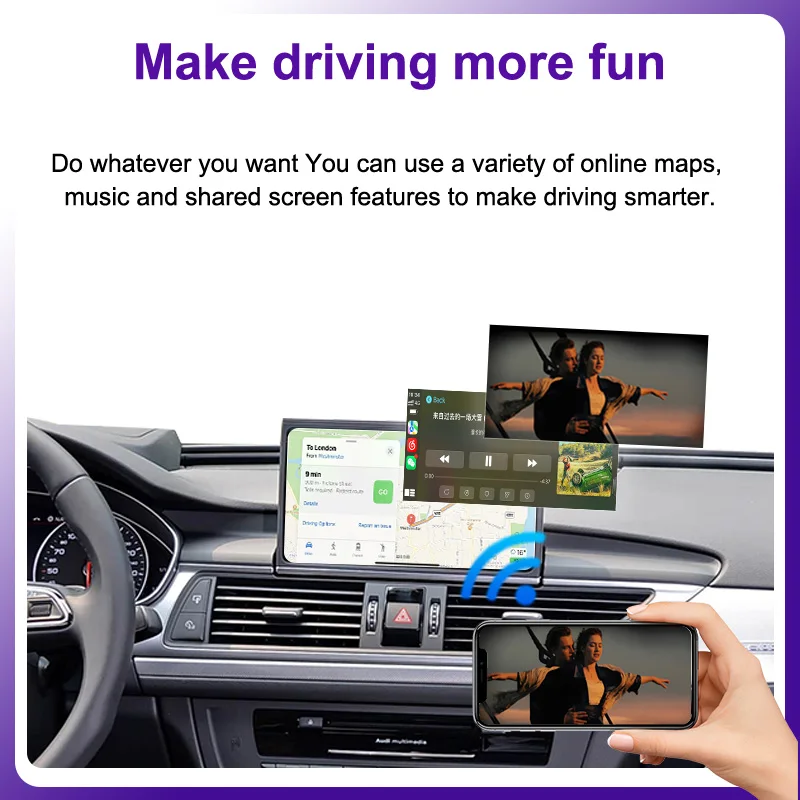 AUTOTOP Wireless Android Auto CarPlay Adapter Box für Audi A6 A7 2011-2015 mit 6,5-Zoll-Bildschirm, RMC-System, Airplay, Mirrorlink, Kamera – Detail 4