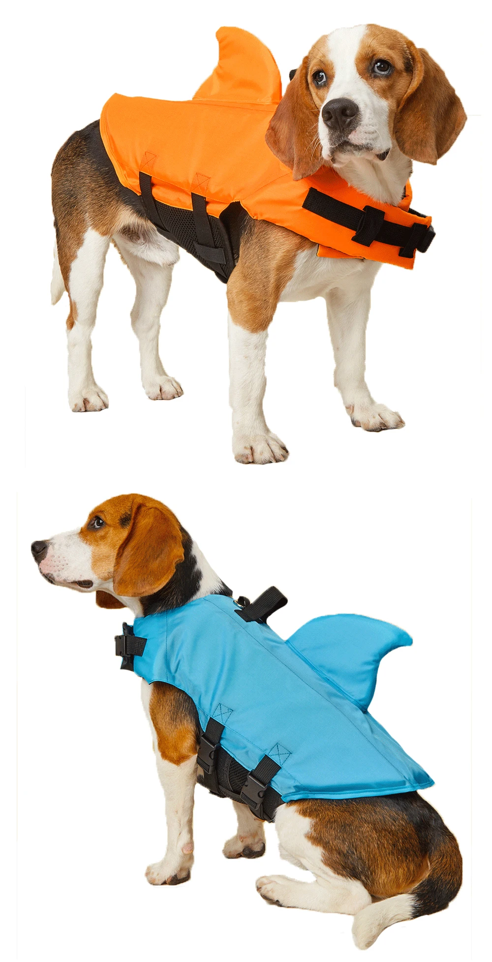 Hai-Hunde-Schwimmweste, verstärkter Auftrieb, Badekleidung für kleine Hunde, Sicherheitsweste mit Griff für mittelgroße und große Hunde beim Surfen – Detail 7