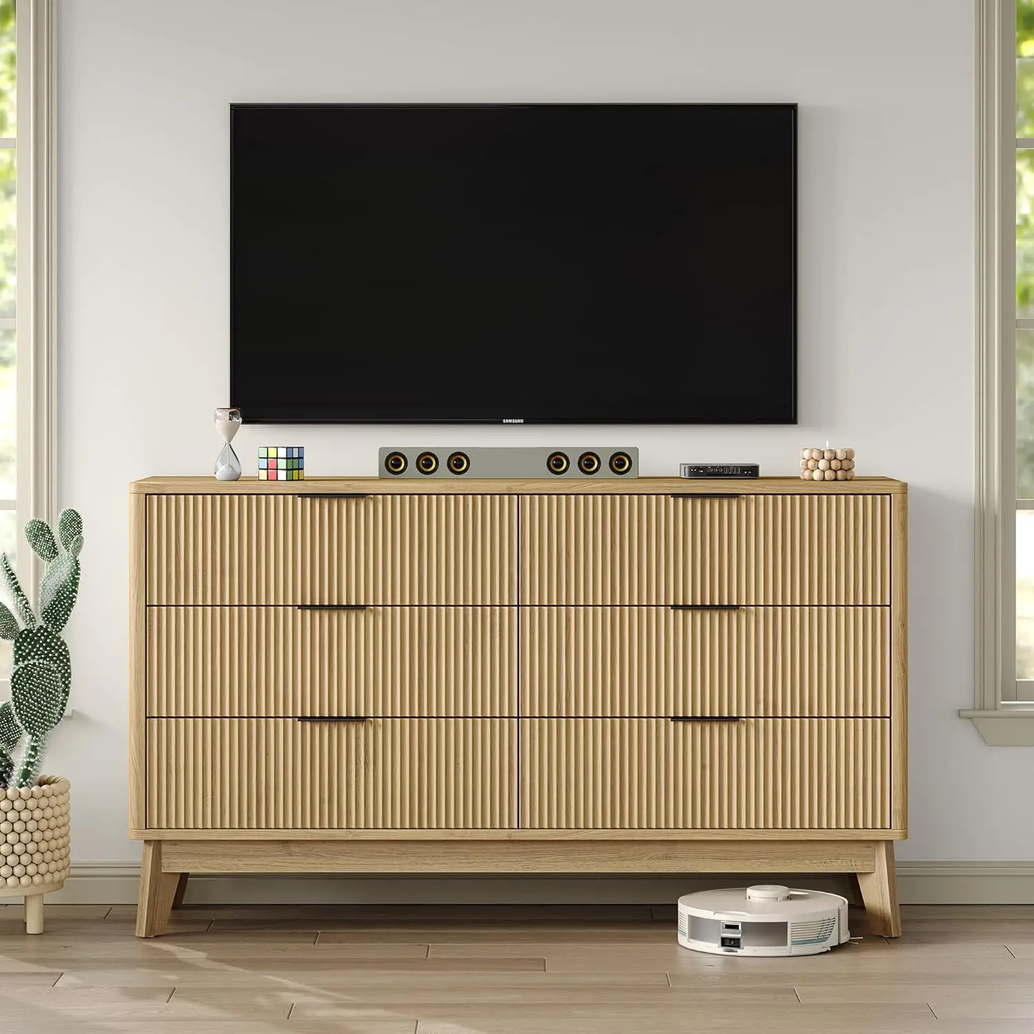 

Modern 6 Large Storage Drawers for Clothes Organizer & 2 Storage Drawers Wide Chest of Drawers with