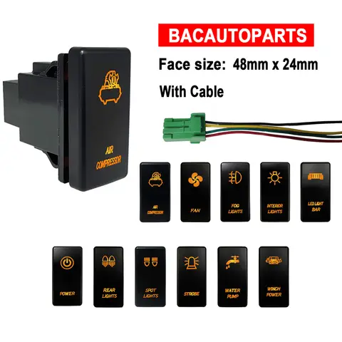 Dual Orange Led Push Button ON OFF 48 x 24mm For Car Marine Boat Toyota Amarok Carling ARB Style Auto Replacement Camper Parts 6 best sales arb 4x4 - №5