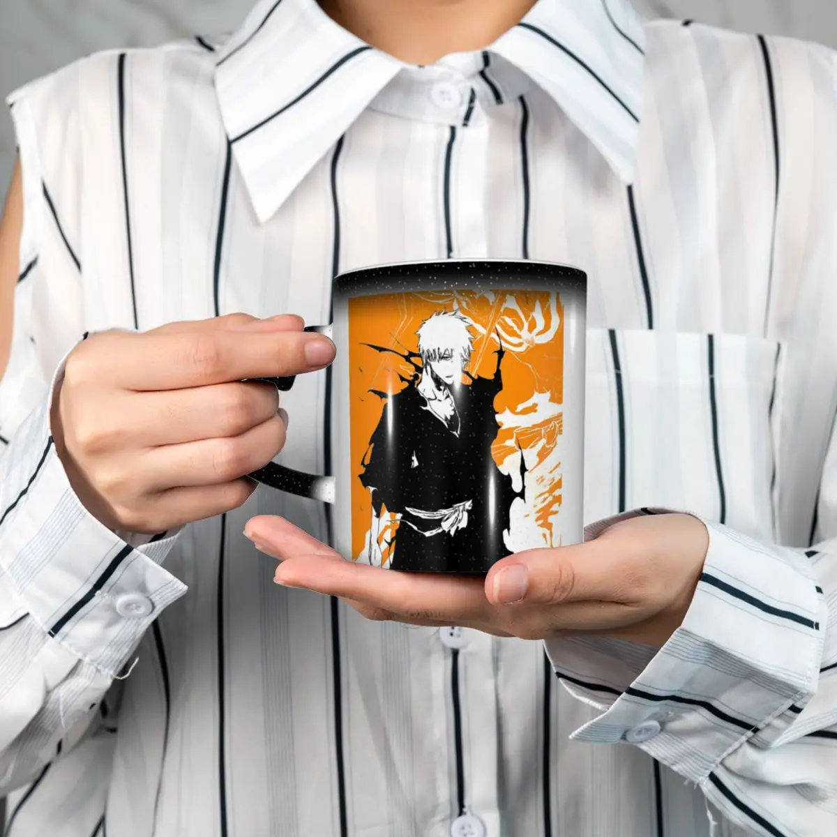 Orange Ichigo Kurosaki Anime Bleach Mug Funny Ceramic Coffee Cups Tea Mugs Milk Cup Drinkware Gifts for Woman Man