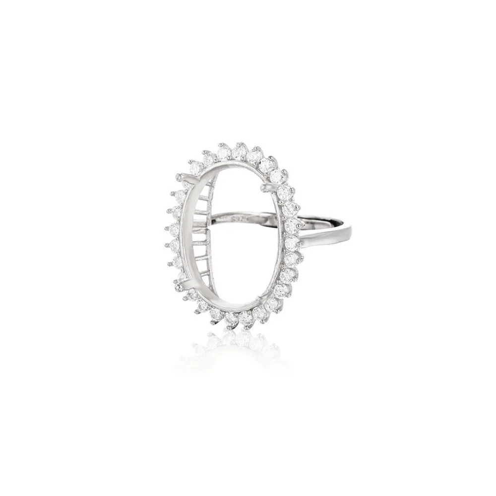 Ring Blank for 7x9mm/8x10mm/10x14mm/12x16mm/13x18mm Oval Cabochons Ring Setting Gold Plated 925 Silver Adjustable Ring Component