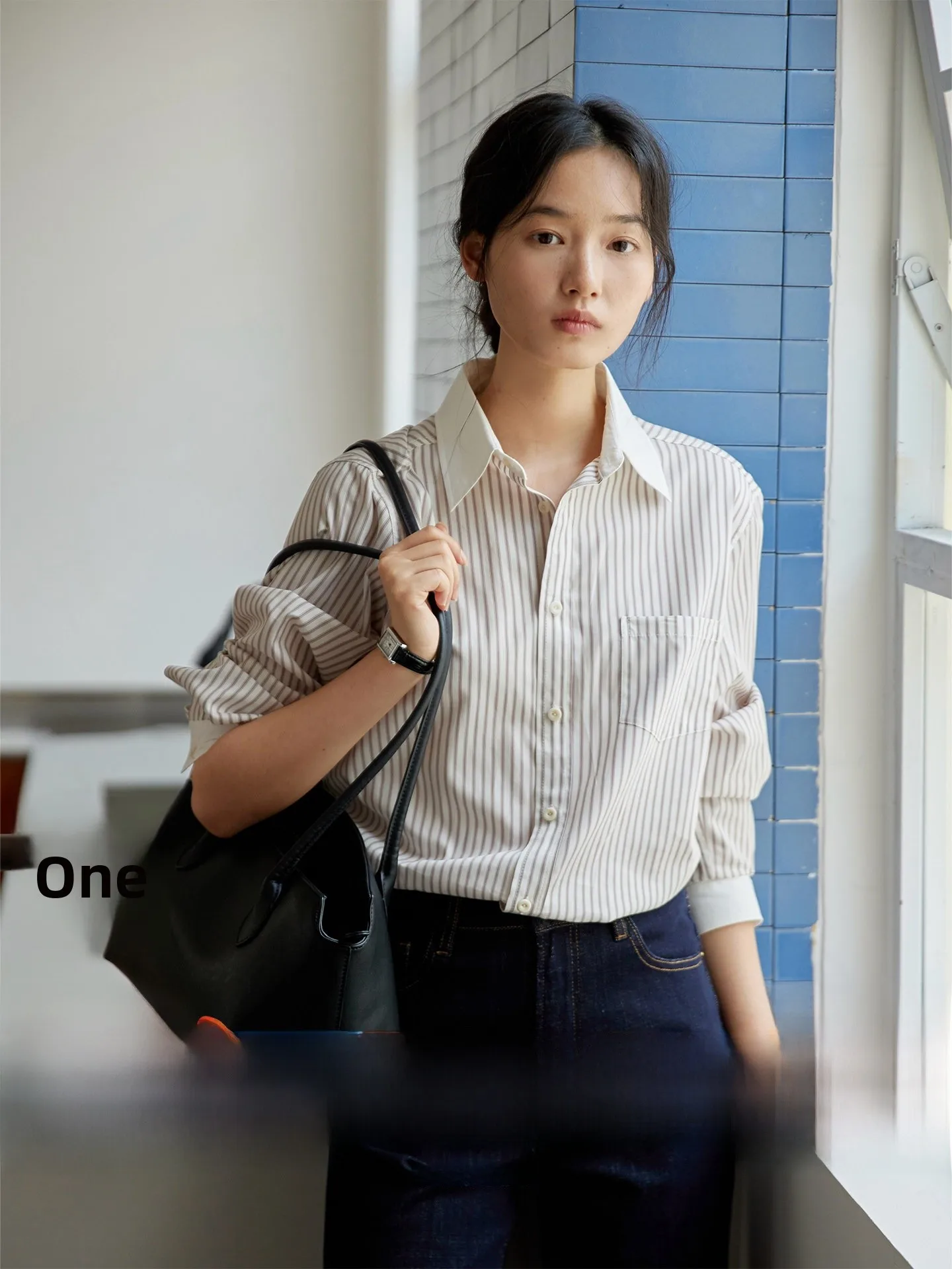 

Ginnkee Vintage Striped irt Women's Layering Design Sense irt Aosphere Commuting Long Sve Top Cotton Loose Fit