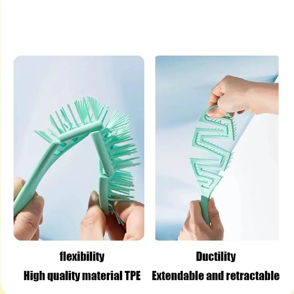 Fluffy TPE Used On Wet Hairdressing Curling Shape Flex Hair Massage Comb Curved Hair Brush Wet Dry Comb Hair Styling Tool