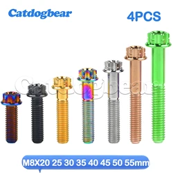 Catdogbear 4PCS Titanium Bolts M8X20 25 30 35 40 45 50 55mm Torx Flange for Motor Bike Disc Brake