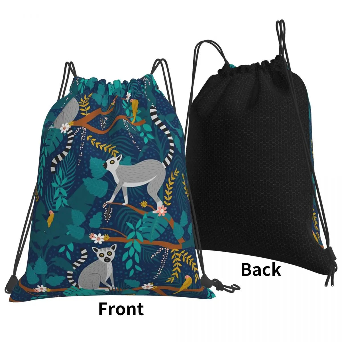 Lemurs In A Blue Jungle Backpacks Fashion Drawstring Bags Sundries Bag Book Bags for Man Woman School