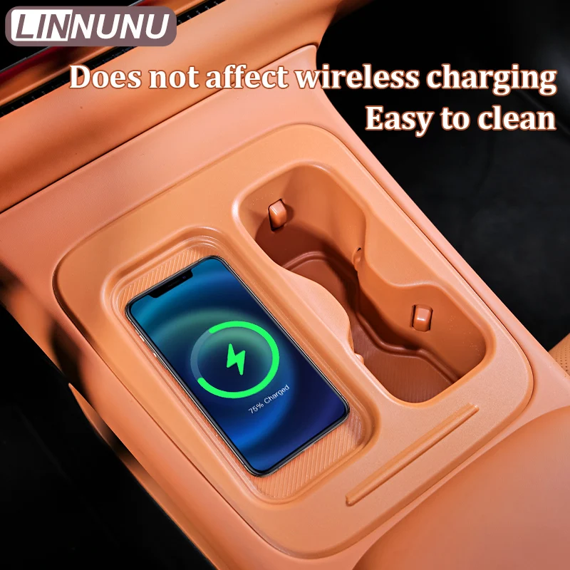 LINNUNU Center Console Wireless Charging Rubber Pad Cup holder Integrated molding Mat for Leapmotor C10 Car Interior Accessories