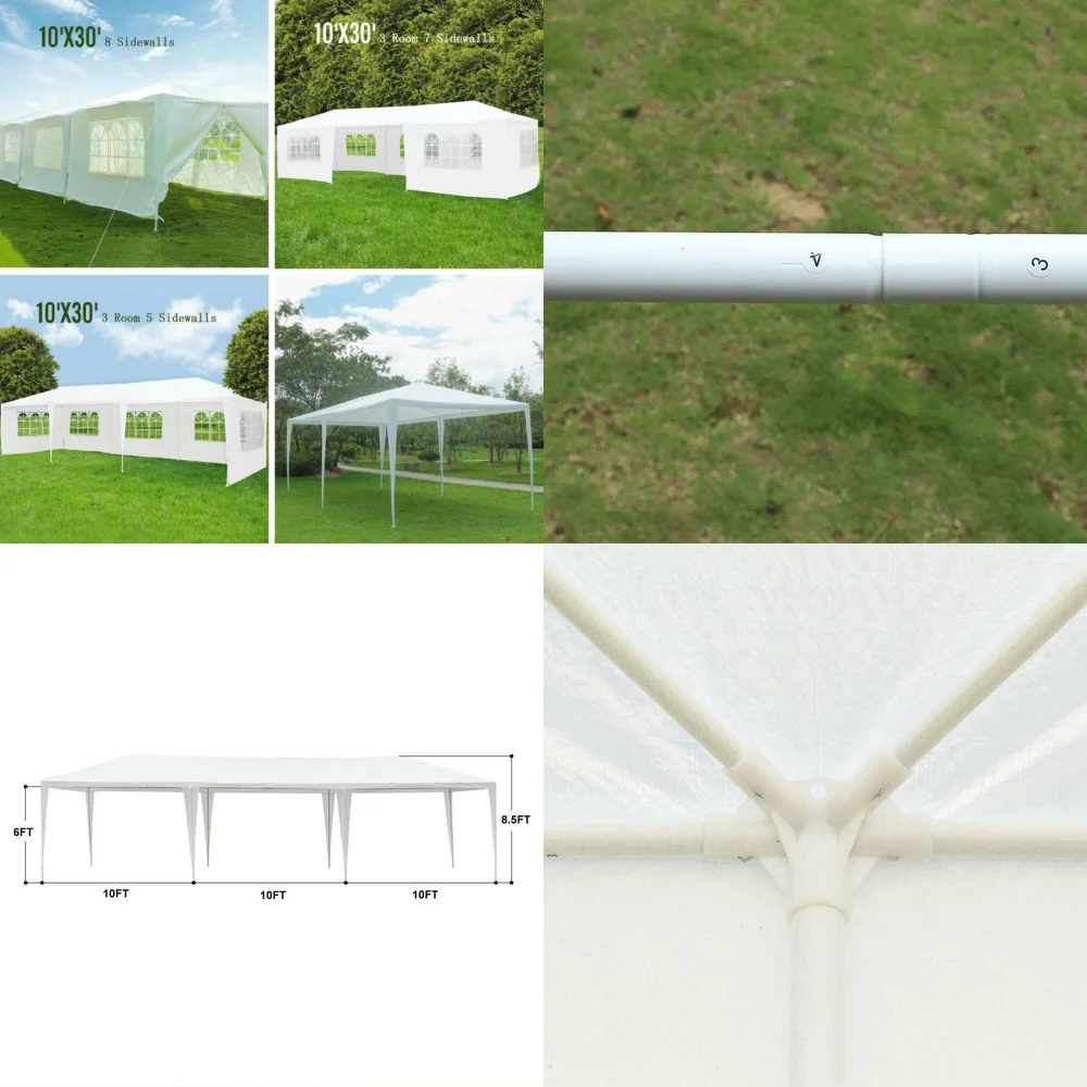 

Gazebos 10x30 футов уличная палатка с навесом и 8 боковыми стенками белая беседка для свадебной вечеринки павильон