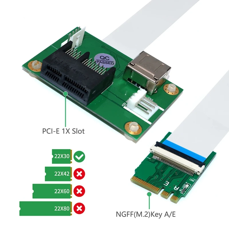 PCIE Riser NGFF M.2 Key A/E к PCI-E Express X1 + USB-адаптер Riser Card с кабелем FPC 4-контактный кабель питания