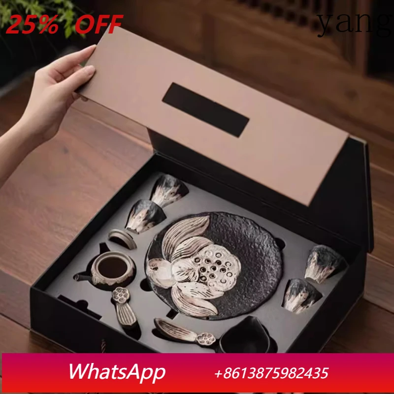High End Luxury Kung Fu Tea Set Home Handmade Ceramic Teapot Tea Cup Gift Box Set Three Styles To Choose From