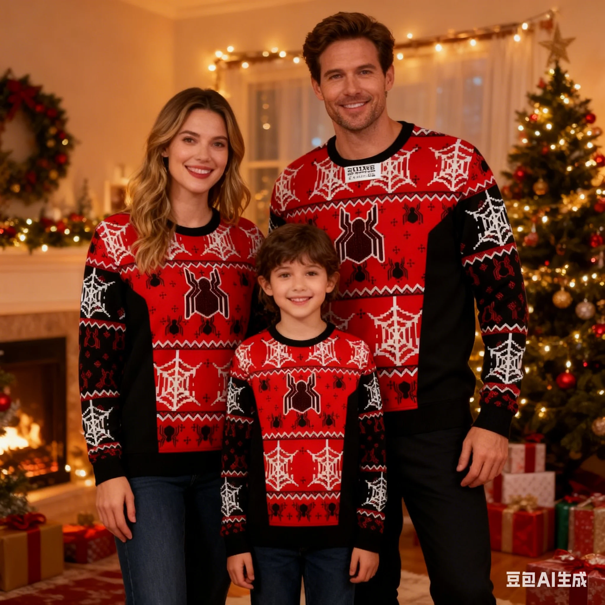 

New Disney Spider Man Ugly Christmas Sweater Hero Sweater Comfortable Casual Family Gathering Parent Child Round Neck Hoodie