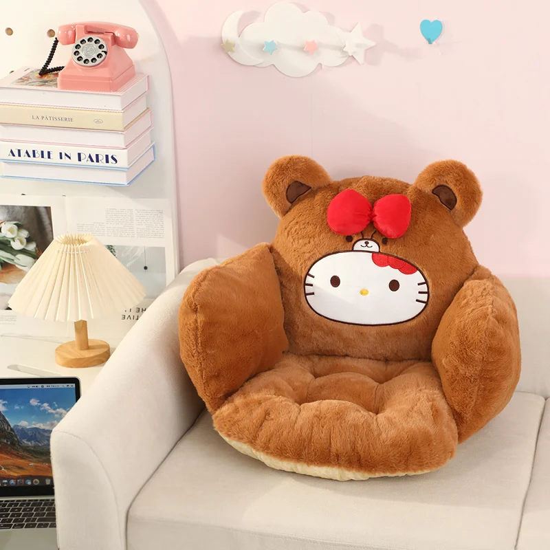 

Подушка для сиденья Sanrio Hello Kitty, плюшевая подушка для стула в стиле аниме со спинкой, мягкая подушка для дома и офиса, комфортный подарок