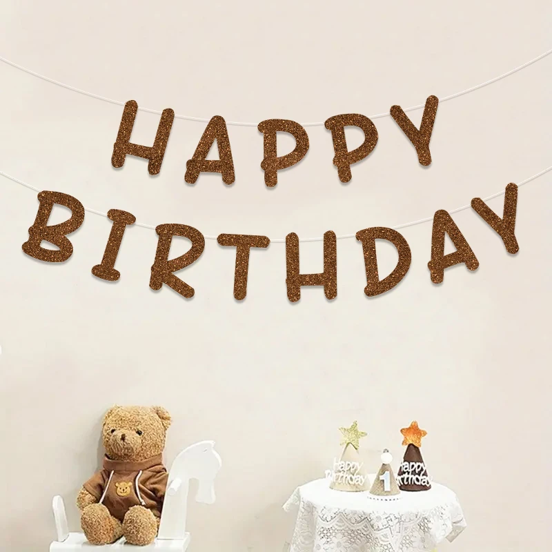 Glitzerndes Happy Birthday-Banner, Männer und Frauen, Babyparty, Geburtstagsfeier, Hintergrund, Wanddekorationszubehör – Detail 11