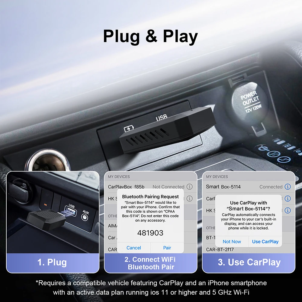 Wireless CarPlay Dongle Wireless Android Auto Adapter 2in1 Car Intelligent Systems AI Smart Box For Car With Wired CarPlay