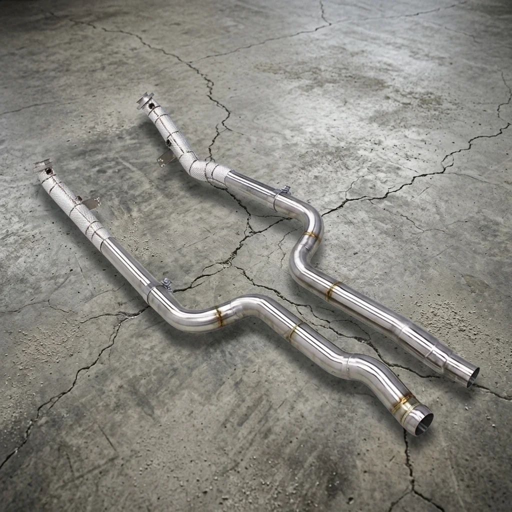 Stainless Steel Sport Engine Downpipe, Compatible with Mercedes-Benz CLS550/CLS500 4.7T 2012-2016, Exhaust System Header