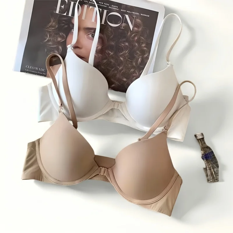 Push Up Front Closure Bras For Women Small Cup Seamless Bra Fixed Cups Non-wire Underwear Female Sex