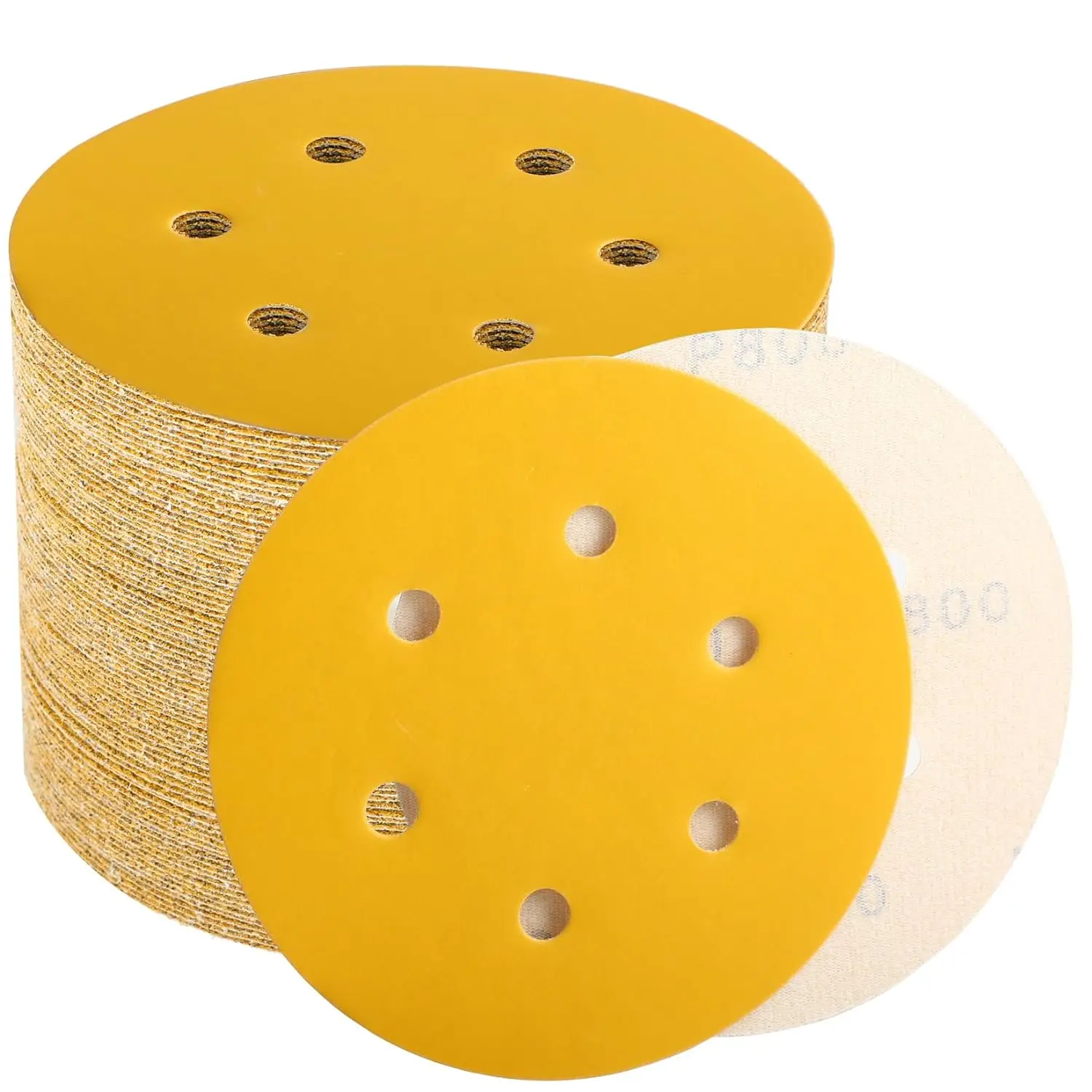 

100 Pcs 6 Inch Sanding Discs Hook and Loop Sandpaper for Orbital Sander Professional for Automotive and Woodworking