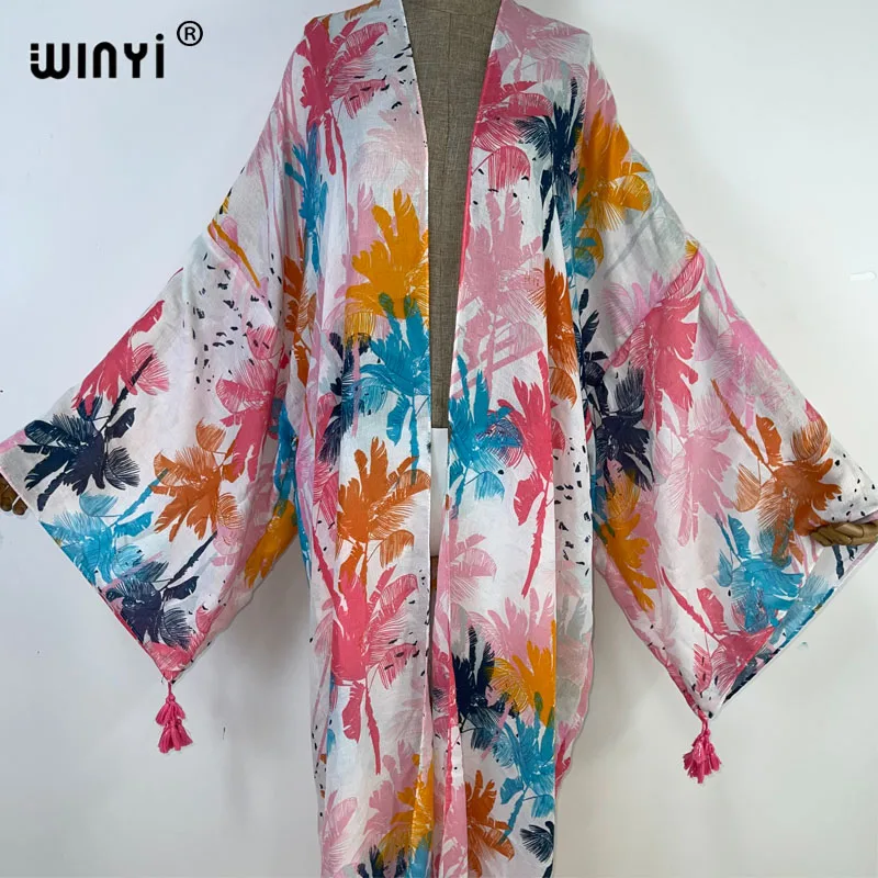 WINYI Africa new summer print Women Cardigan Loose Long Dress Cocktail Party Boho Maxi beach Holiday Swimming Cover Up Kimonos