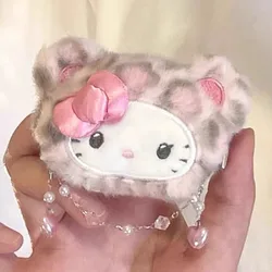 Korean KT Kawaii Leopard Print Plush Hair Clip Anime Girls Y2k Pendant Cartoon Bangs Clips Party Hairpin Hair Accessories Gifts