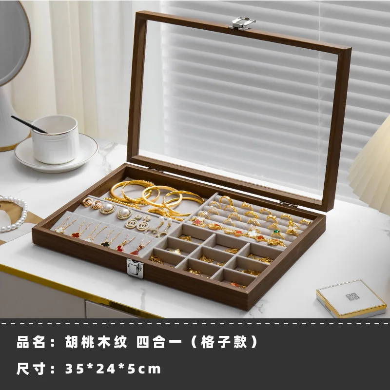 

New Style Jewelry Storage Box Exquisite Earrings Stud Earrings Organizer Necklaces Rings Bracelets Wood Jewelry Box
