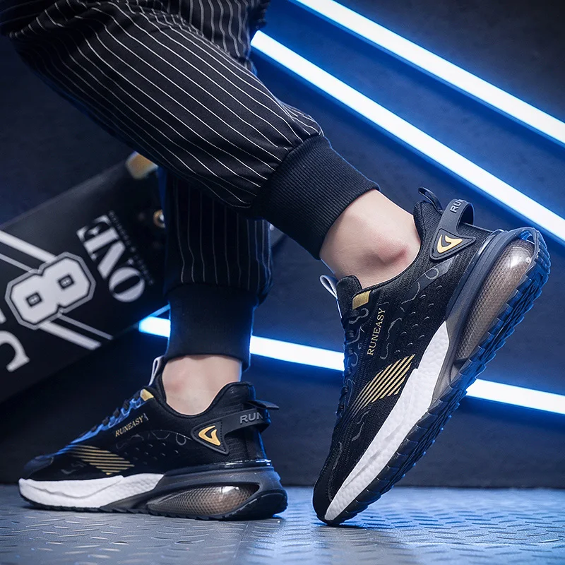 

Легкая мужская весенне-летняя сетчатая дышащая повседневная спортивная обувь на шнуровке с мягкой подошвой, нескользящая уличная спортивная обувь