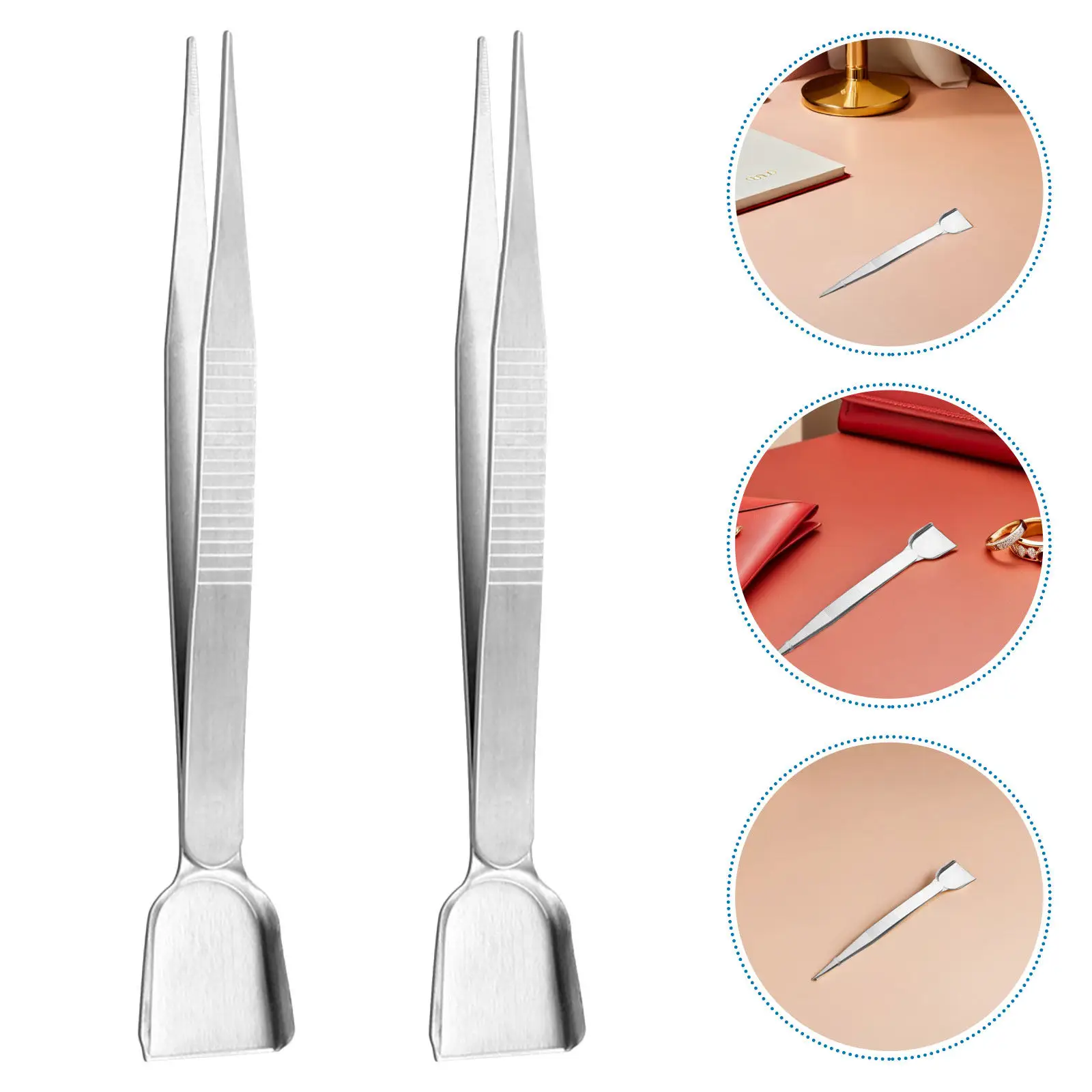 

6Pcs Jewelry Precision Tweezers Stainless Steel Straight Fine Tip Shovel End Bead Sorting Tweezers for Jewelry Soldering Watch