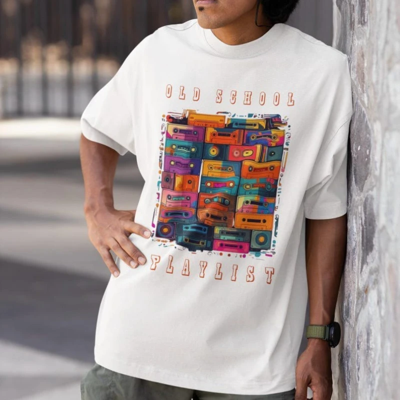 Mix Tape Cassette Player Shirt Old School Playlist Shirt 90s 80s Music Men's Women's Vintage Style Graphic Tee Summer Cotton Tee